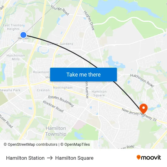 Hamilton Station to Hamilton Square map