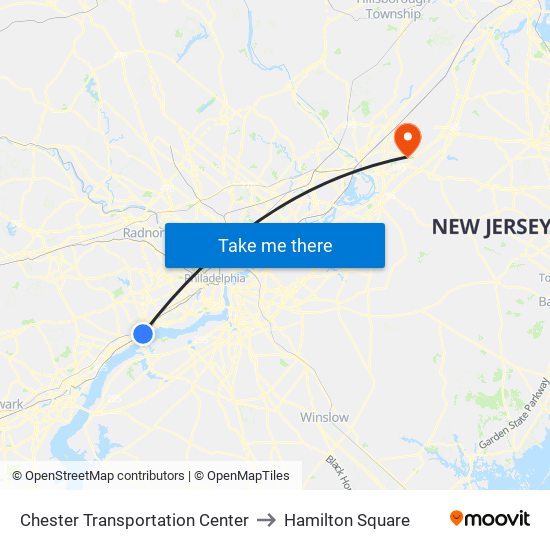Chester Transportation Center to Hamilton Square map