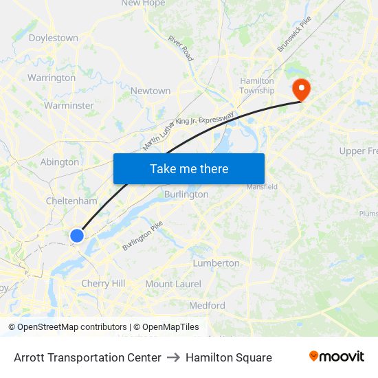 Arrott Transportation Center to Hamilton Square map