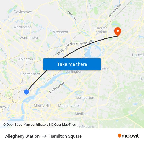Allegheny Station to Hamilton Square map