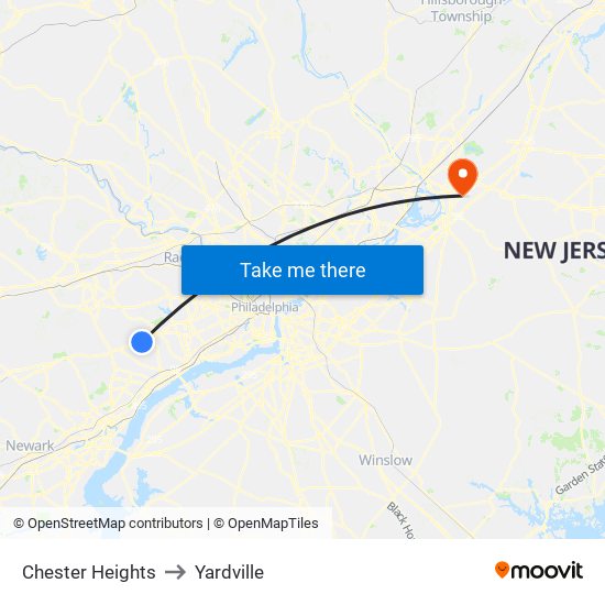 Chester Heights to Yardville map