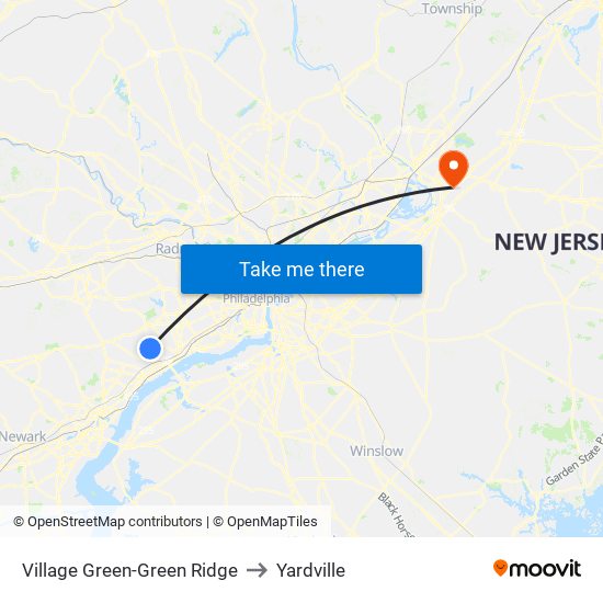 Village Green-Green Ridge to Yardville map