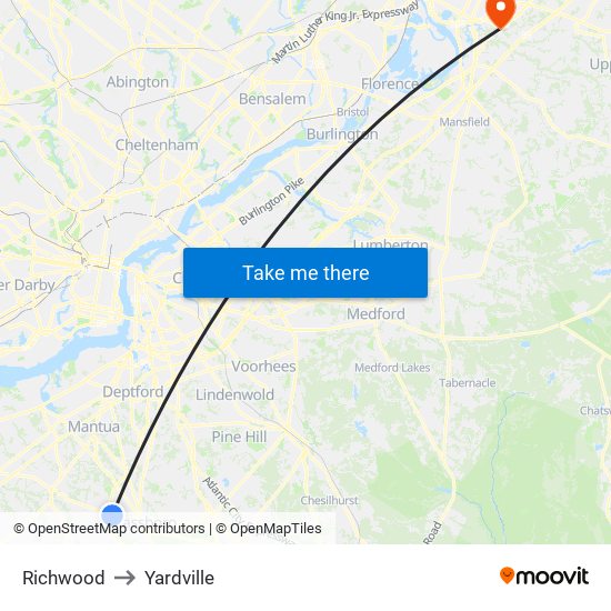 Richwood to Yardville map