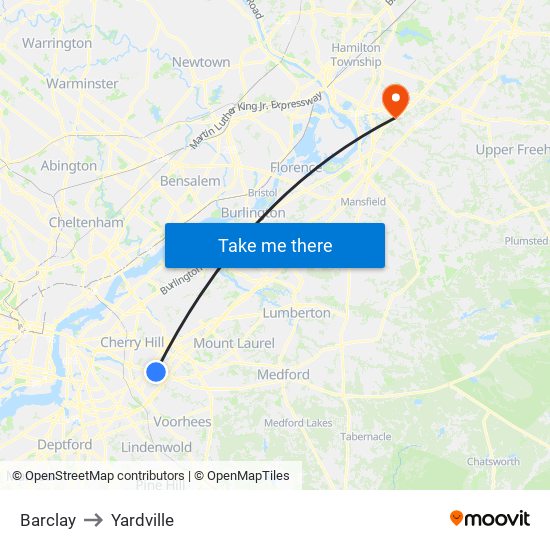 Barclay to Yardville map