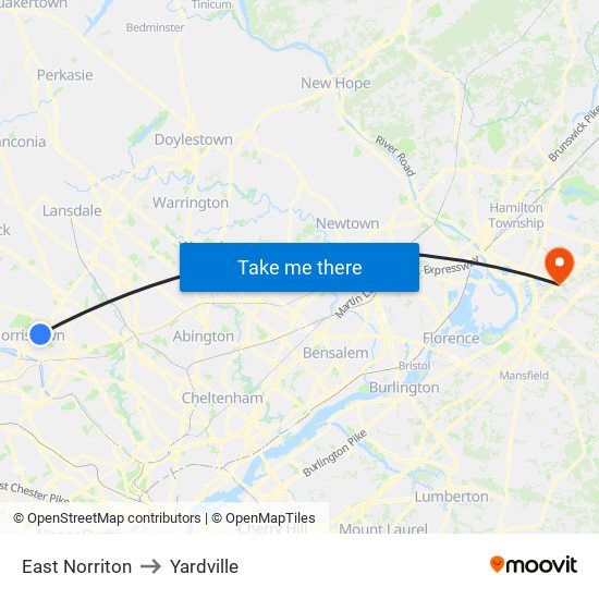 East Norriton to Yardville map