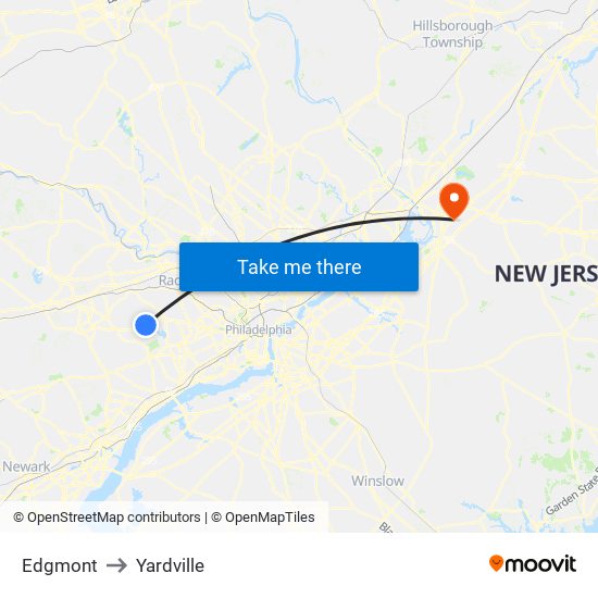 Edgmont to Yardville map