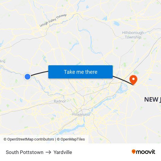 South Pottstown to Yardville map