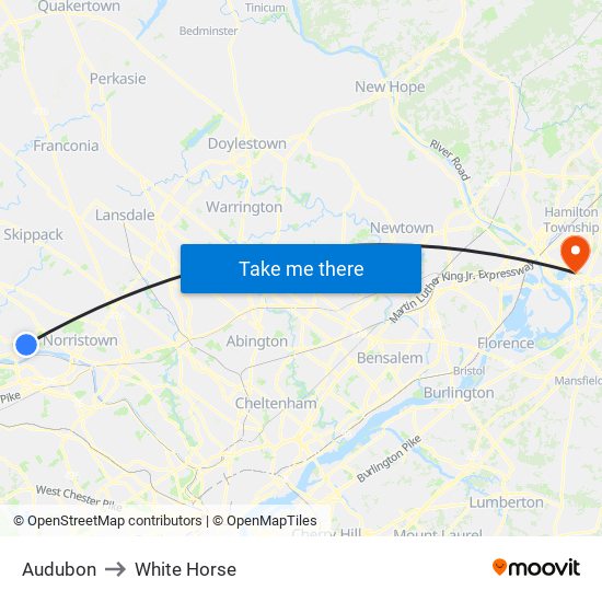 Audubon to White Horse map