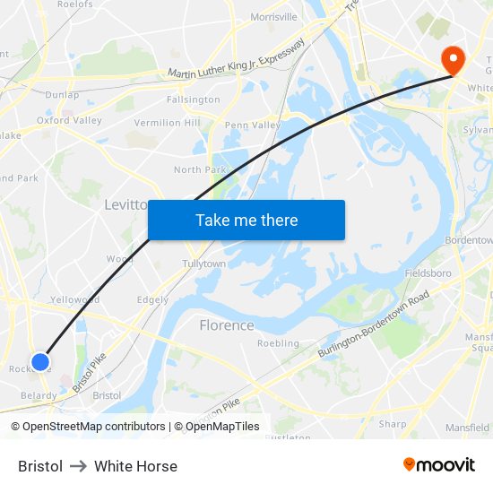 Bristol to White Horse map