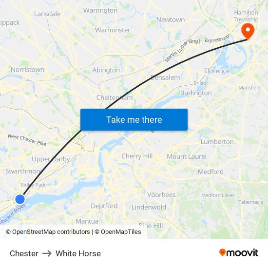 Chester to White Horse map