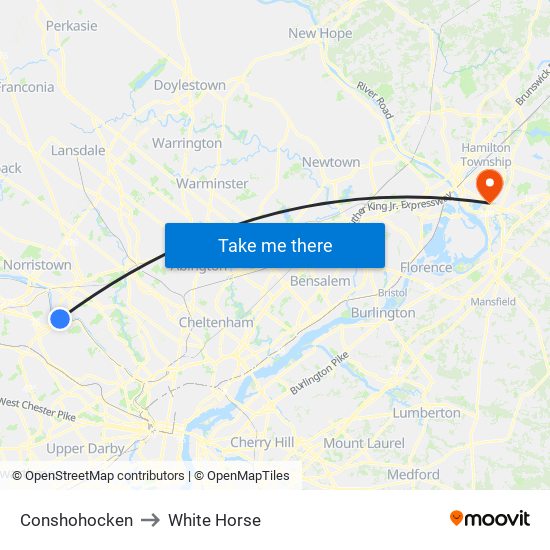 Conshohocken to White Horse map