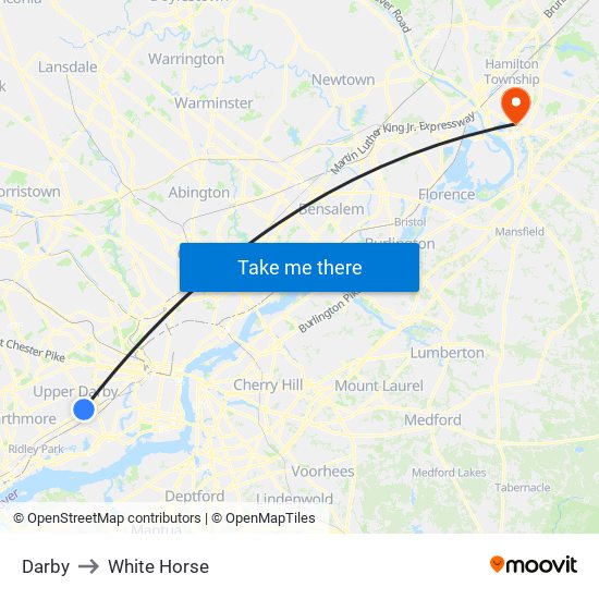 Darby to White Horse map