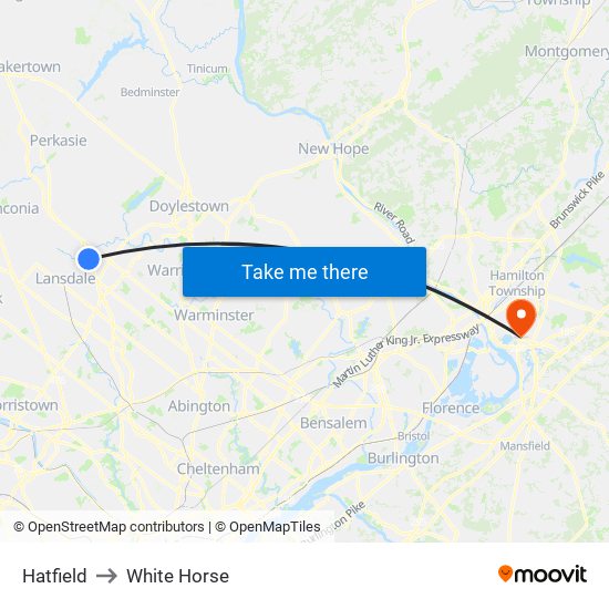 Hatfield to White Horse map