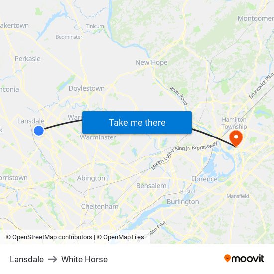 Lansdale to White Horse map