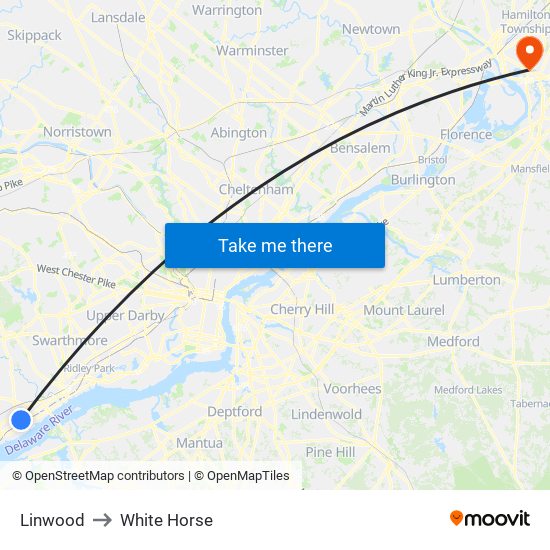 Linwood to White Horse map