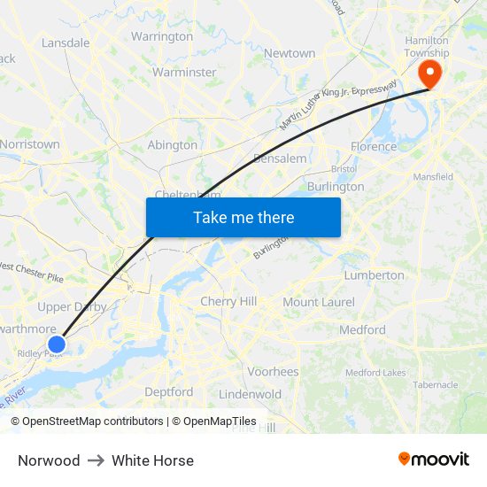 Norwood to White Horse map