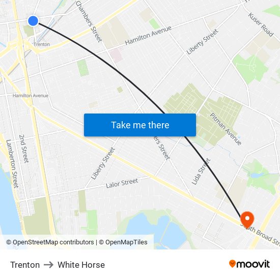 Trenton to White Horse map