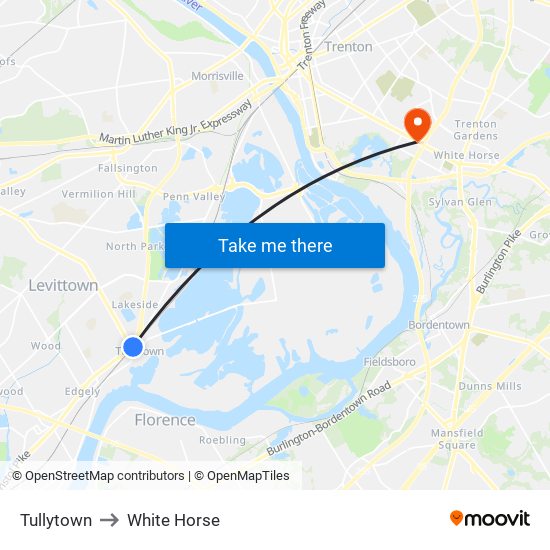 Tullytown to White Horse map