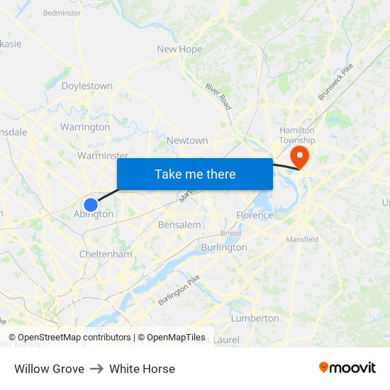 Willow Grove to White Horse map