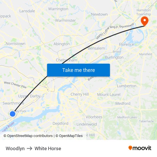 Woodlyn to White Horse map