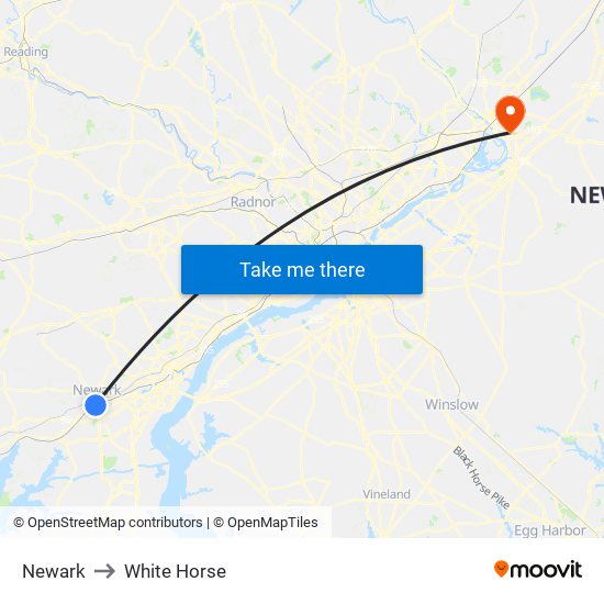 Newark to White Horse map