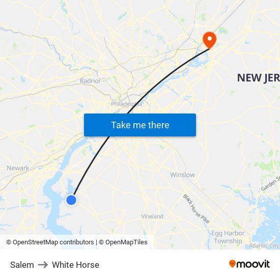 Salem to White Horse map