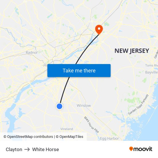 Clayton to White Horse map
