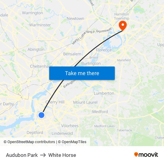 Audubon Park to White Horse map