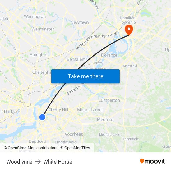 Woodlynne to White Horse map