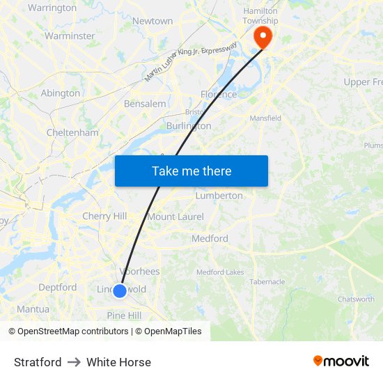 Stratford to White Horse map