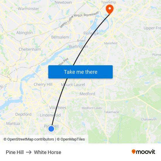 Pine Hill to White Horse map