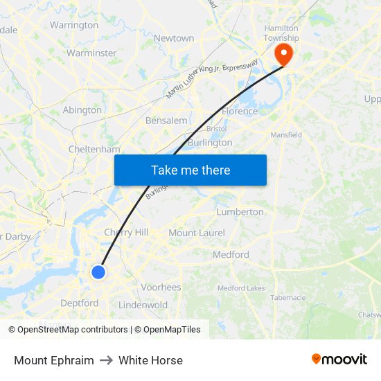 Mount Ephraim to White Horse map