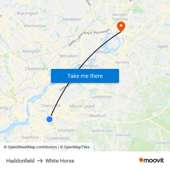 Haddonfield to White Horse map