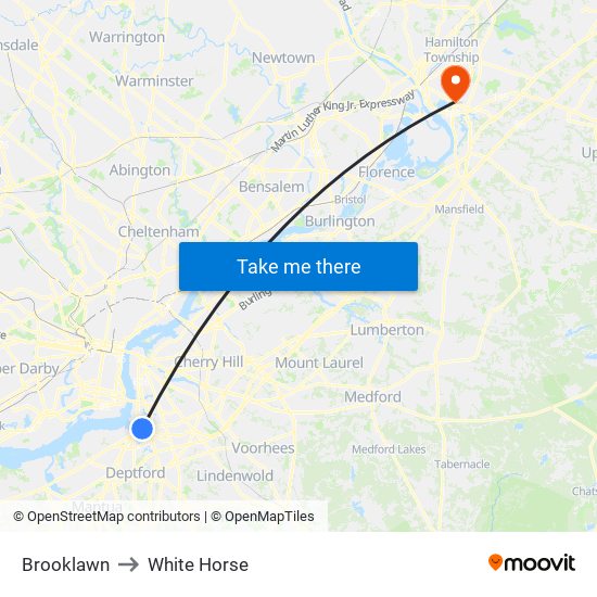 Brooklawn to White Horse map