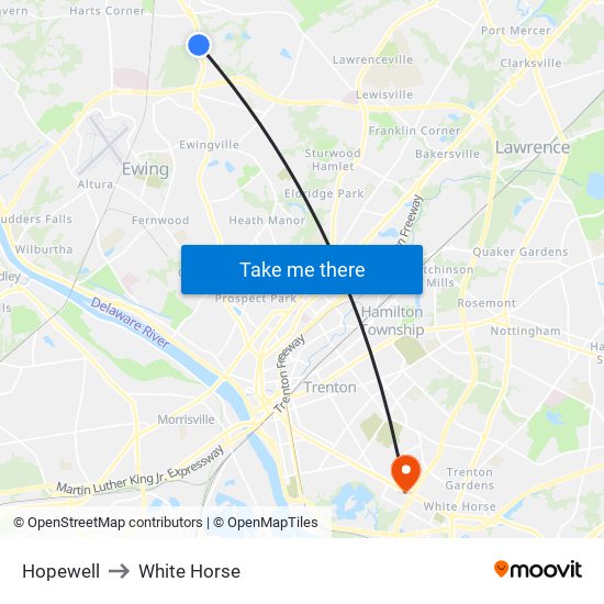 Hopewell to White Horse map