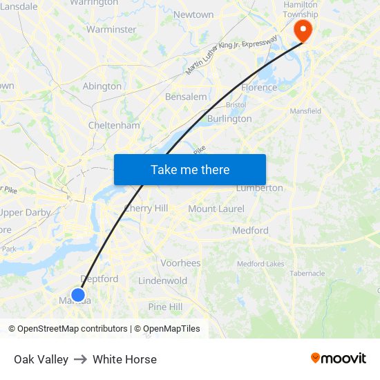 Oak Valley to White Horse map