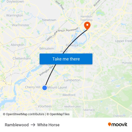 Ramblewood to White Horse map