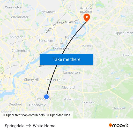 Springdale to White Horse map