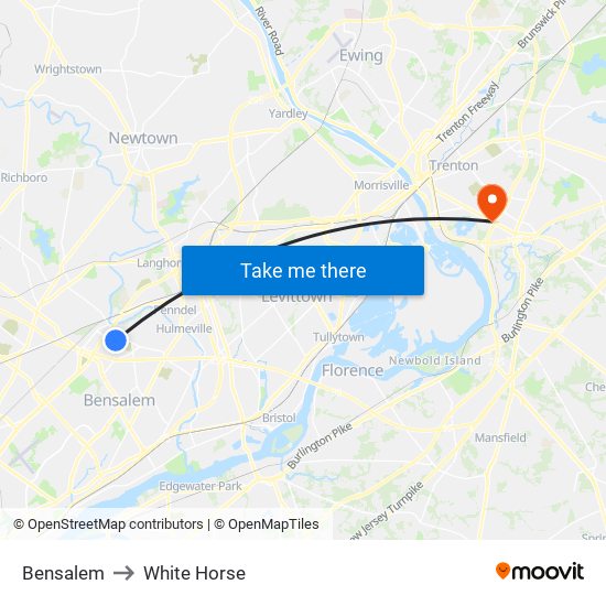 Bensalem to White Horse map