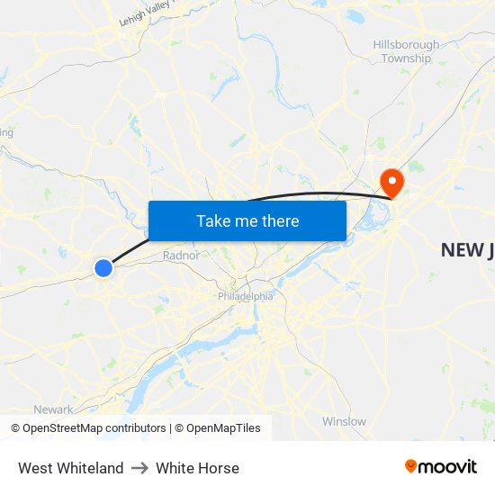 West Whiteland to White Horse map