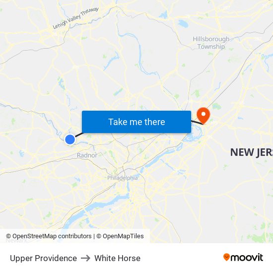 Upper Providence to White Horse map