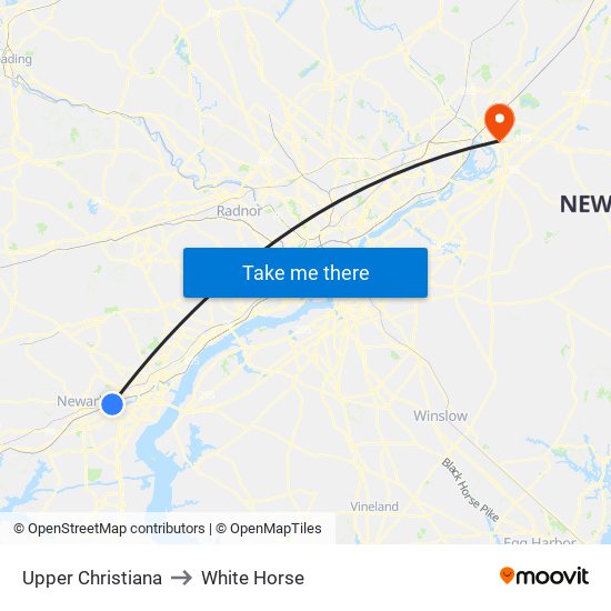 Upper Christiana to White Horse map