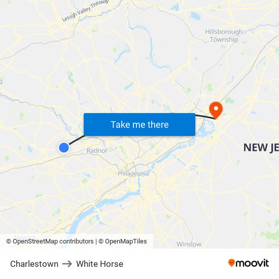 Charlestown to White Horse map