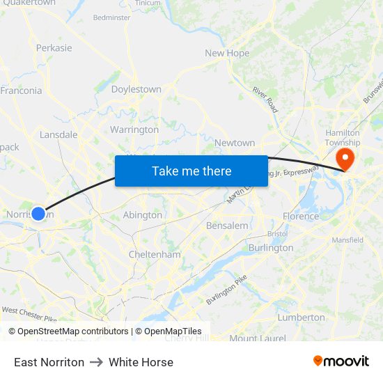 East Norriton to White Horse map