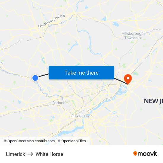 Limerick to White Horse map
