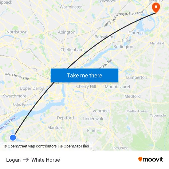 Logan to White Horse map