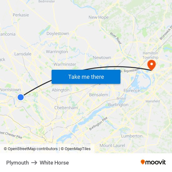 Plymouth to White Horse map