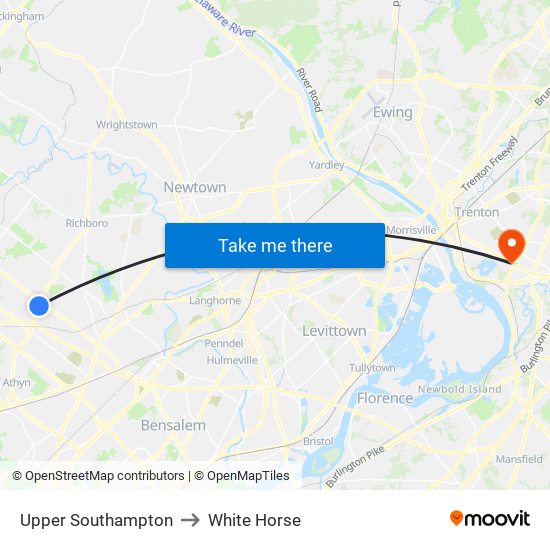 Upper Southampton to White Horse map