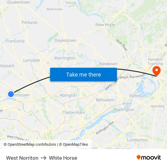 West Norriton to White Horse map