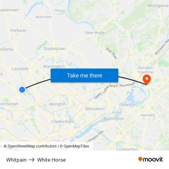Whitpain to White Horse map